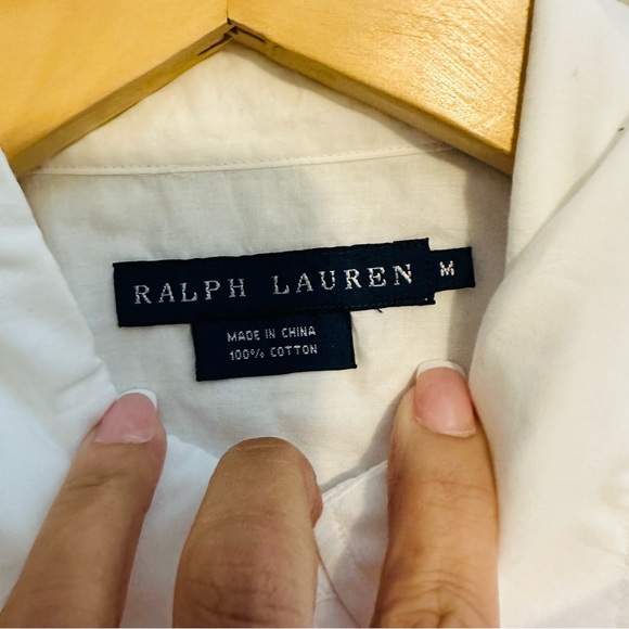 Vintage 90s Ralph Lauren Men’s White Cotton Dress Shirt - Size Medium - Picture 7 of 10